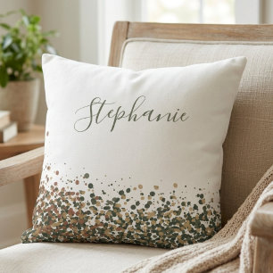 Coussin Nom élégant en écriture avec confettis pailletés t