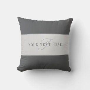 Coussin Nom élégant et lettrage de monogramme (ou autre te