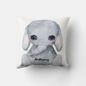Coussin Nom Eléphant Personnalisé Aquarelle Moderne (Verso)