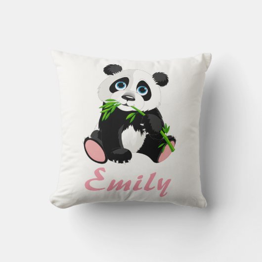 Coussin Nom en bambou vert noir et blanc d'ours panda (Recto)