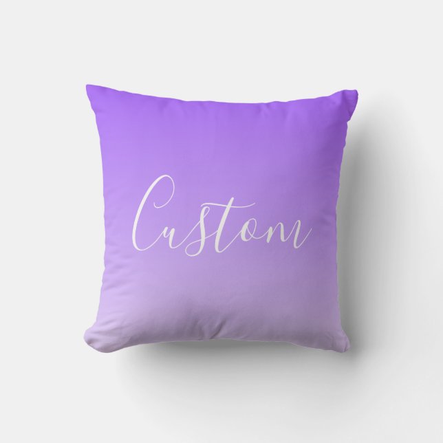 Coussin Nom en écriture cursive & ombre légère violette mo (Recto)