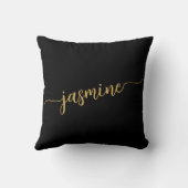 Coussin Nom en monogramme doré et noir minimal féministe (Verso)