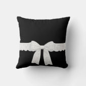 Coussin Nom et année de mariage avec un nœud blanc (Verso)