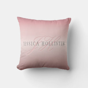 Coussin Nom et monogramme Blush en FAUX or rose doux