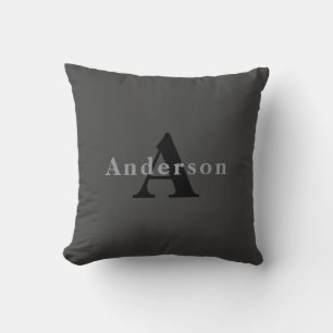 Coussin Nom et monogramme Gris foncé