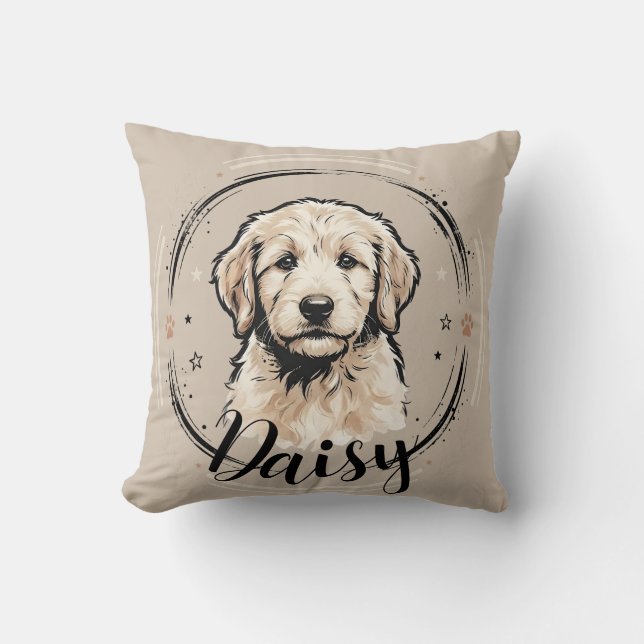 Coussin Nom et photo de l'animal de compagnie avec une typ (Recto)