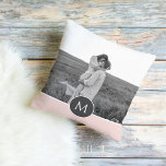 Coussin Nom et photo personnalisés minimalistes Pastel Pin<br><div class="desc">Nom et photo personnalisés minimalistes Pastel Pink</div>