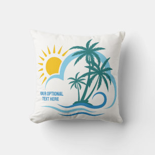 Coussin Nom et texte personnalisés Îles tropicales