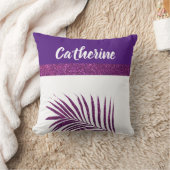 Coussin Nom Féminin Monogrammé Feuille de Palmier Paillett (Couverture)