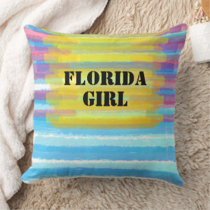 Coussin Nom Fille de Floride Rose Bleu Coucher de soleil A