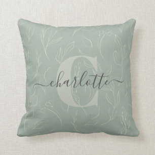 Coussin Nom floral botanique de style rustique élégant ver
