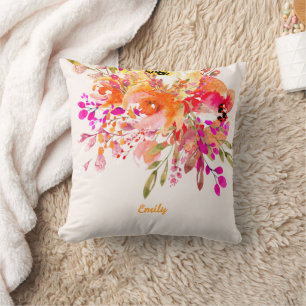 Coussin Nom floral romantique brillant