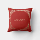 Coussin Nom floral rouge Annaprashan (Verso)