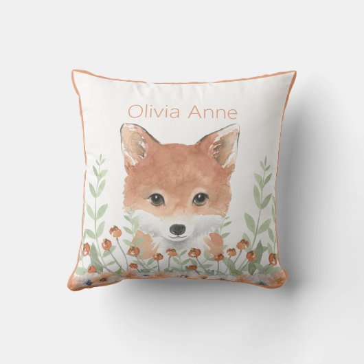 Coussin Nom moderne de la verdure aquarelle de l'animal fo (Verso)