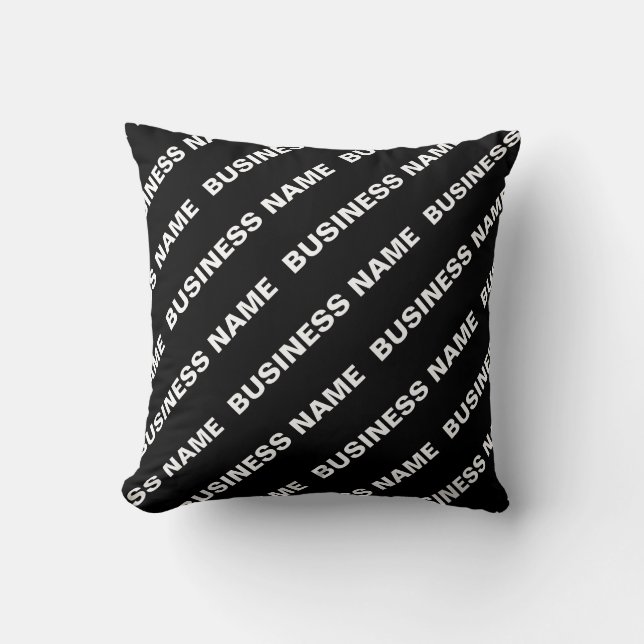 Coussin Nom modifiable répété en gras | Blanc noir simple (Recto)