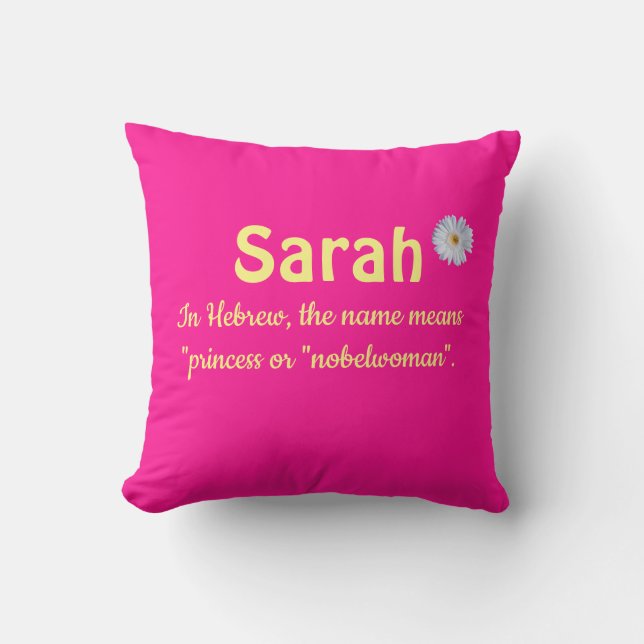 Coussin Nom modifiable Signification et Gerbera Daisy (Recto)
