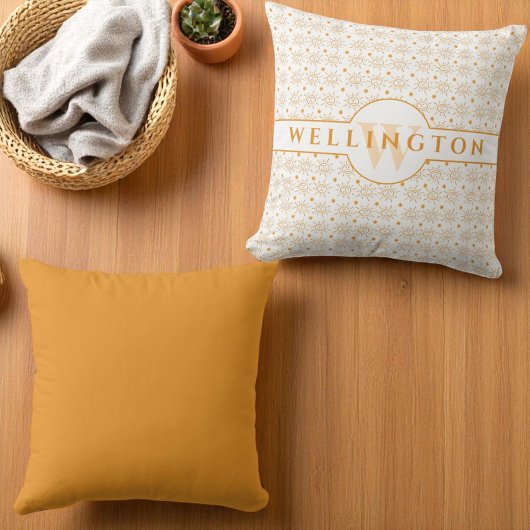 Coussin Nom Monogramme Amusant Soleil Dessiné à la Main
