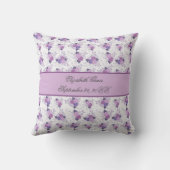Coussin Nom monogrammé Statistiques de naissance Floral ro (Verso)
