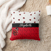 Coussin Nom noir rouge de scarabées de Ladybird d'insecte (Couverture)