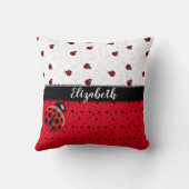 Coussin Nom noir rouge de scarabées de Ladybird d'insecte (Verso)