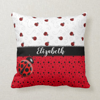 Coussin Nom noir rouge de scarabées de Ladybird d'insecte
