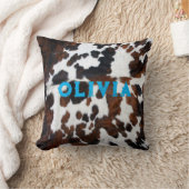Coussin Nom Patchwork Cowhide Imprimer Western Rustic Blue (Couverture)