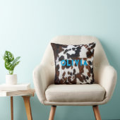 Coussin Nom Patchwork Cowhide Imprimer Western Rustic Blue (Chaise)
