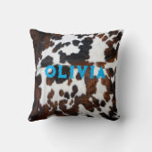 Coussin Nom Patchwork Cowhide Imprimer Western Rustic Blue (Verso)