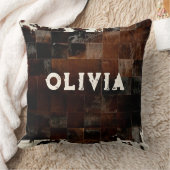 Coussin Nom Patchwork Cowhide Imprimer Western Rustic Farm (Couverture)