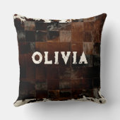 Coussin Nom Patchwork Cowhide Imprimer Western Rustic Farm (Verso)