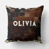Coussin Nom Patchwork Cowhide Imprimer Western Rustic Farm (Recto)