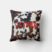 Coussin Nom Patchwork Cowhide Imprimer Western Rustic Red (Verso)