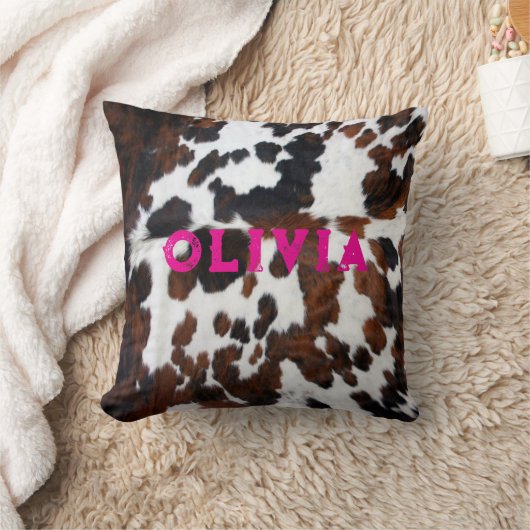 Coussin Nom Patchwork Cowhide Imprimer Western Rustic Rose (Couverture)