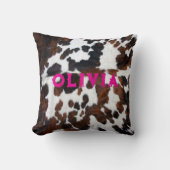 Coussin Nom Patchwork Cowhide Imprimer Western Rustic Rose (Recto)