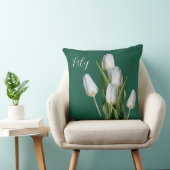 Coussin Nom personnalisable Lily joli blanc tulip floral (Chaise)