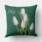Coussin Nom personnalisable Lily joli blanc tulip floral (Verso)