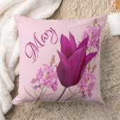 Coussin Nom personnalisable Mary rose tulip boho floral mi (Couverture)