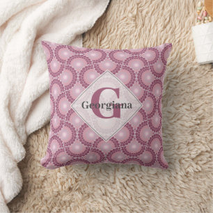 Coussin Nom personnalisé 1920s Radiant Dusky Rose Dot Mand