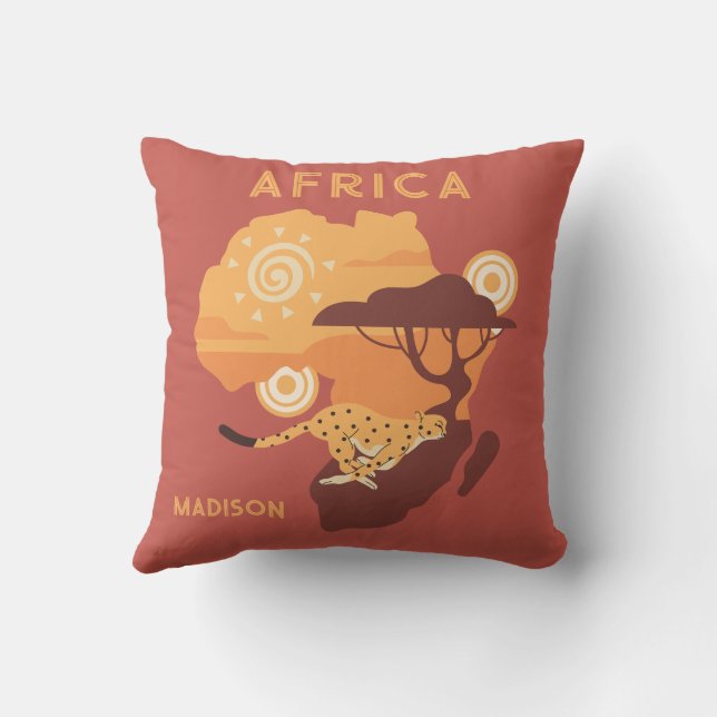 Coussin Nom personnalisé Afrique (Verso)