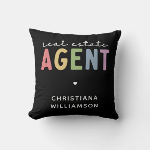 Coussin Nom personnalisé Agent immobilier Cadeaux immobi