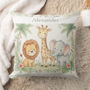 Coussin Nom personnalisé Animaux de la Jungle