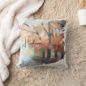 Coussin Nom personnalisé Aquarelle Bohème Orange Automne (Couverture)