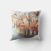 Coussin Nom personnalisé Aquarelle Bohème Orange Automne (Verso)