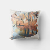 Coussin Nom personnalisé Aquarelle Bohème Orange Automne (Recto)