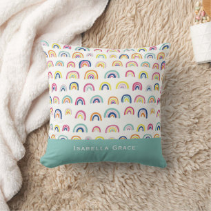 Coussin Nom personnalisé Arc-en-ciel