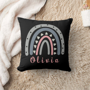 Coussin Nom personnalisé avec Cool Boho Rainbow