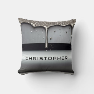 Coussin Nom personnalisé avec métal liquide qui coule