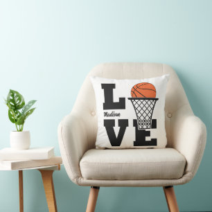 Coussin Nom personnalisé Basketball Love