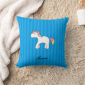 Coussin Nom personnalisé bébé licorne bleu bandes (Couverture)