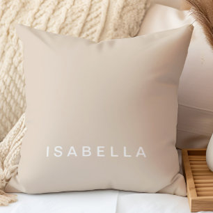 Coussin Nom personnalisé beige minimaliste moderne